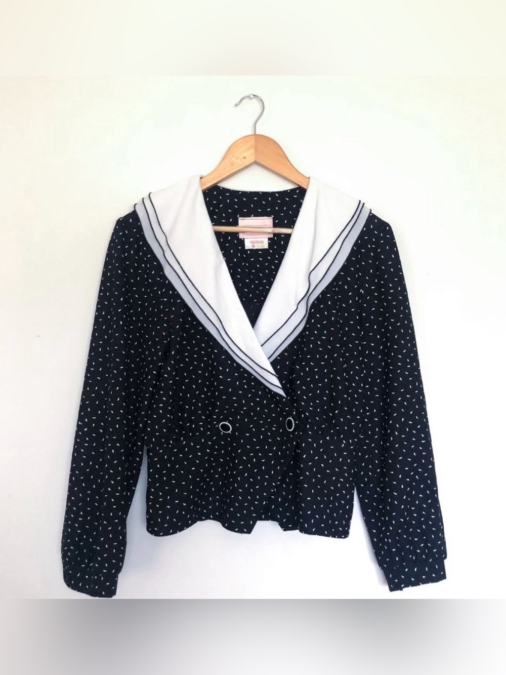 Vintage Navy Sailor Collar Jacket Cardigan Shirt